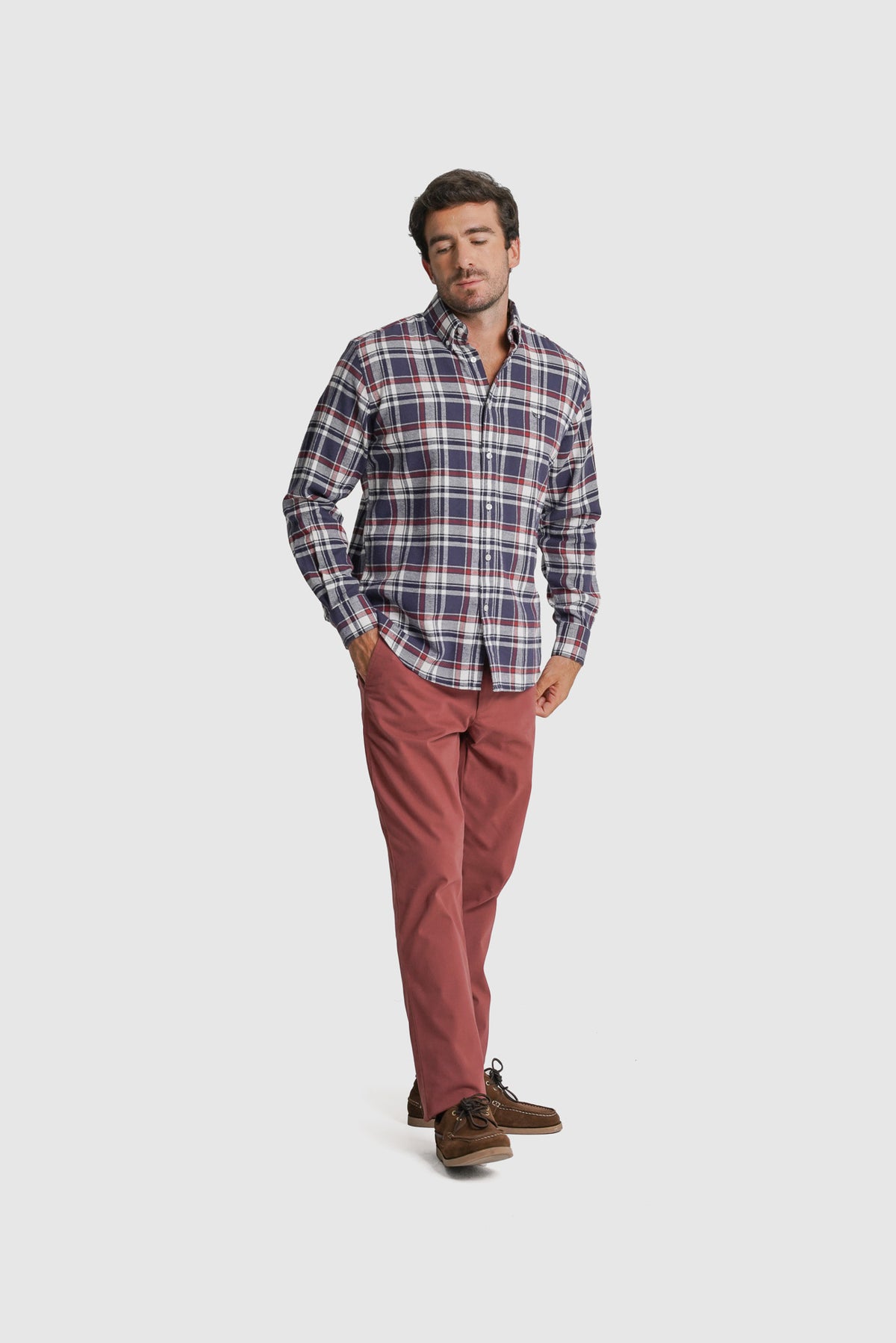 CAMISA FLANELA REGULAR FIT VERMELHA AO QUADRADO MR. BLUE