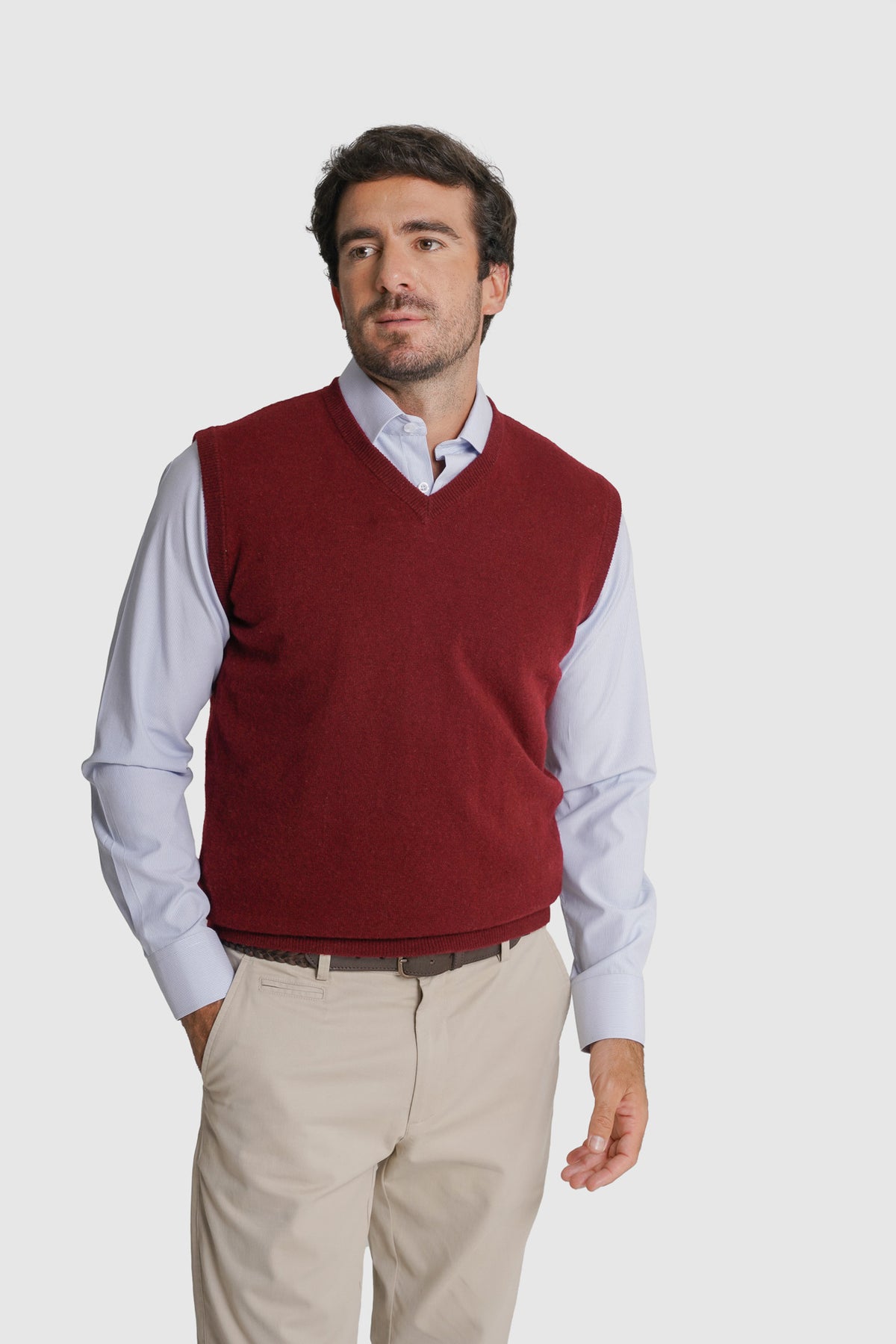 PULLOVER LÃ REGULAR FIT BORDEAUX LISO MR. BLUE