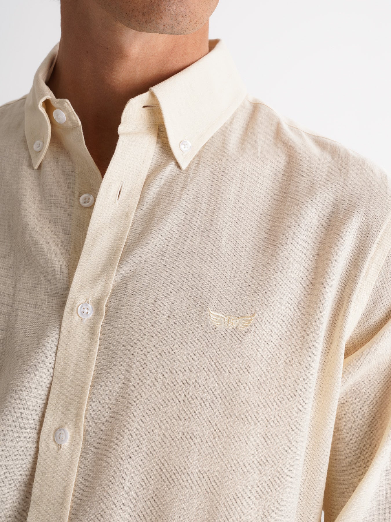 Camisa Regular Fit Lino Amarilla Mr. Blue