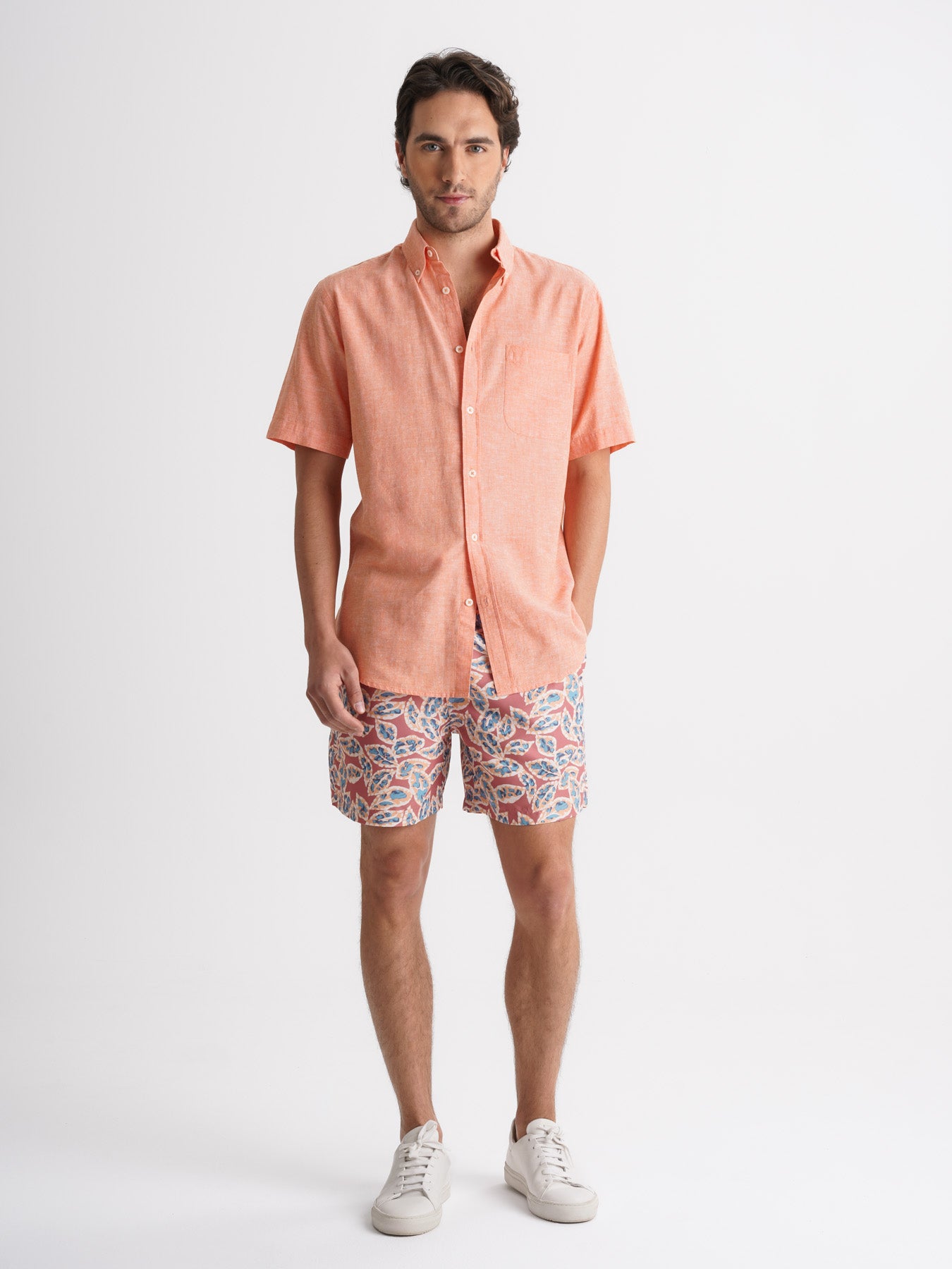 Regular Fit Orange Linen Shirt Mr. Blue