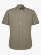 Camisa de corte estándar de lino verde de Mr. Blue