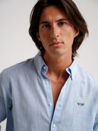 Camisa Regular Fit Linho Azul Mr. Blue