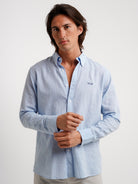 Camisa Regular Fit Linho Azul Mr. Blue